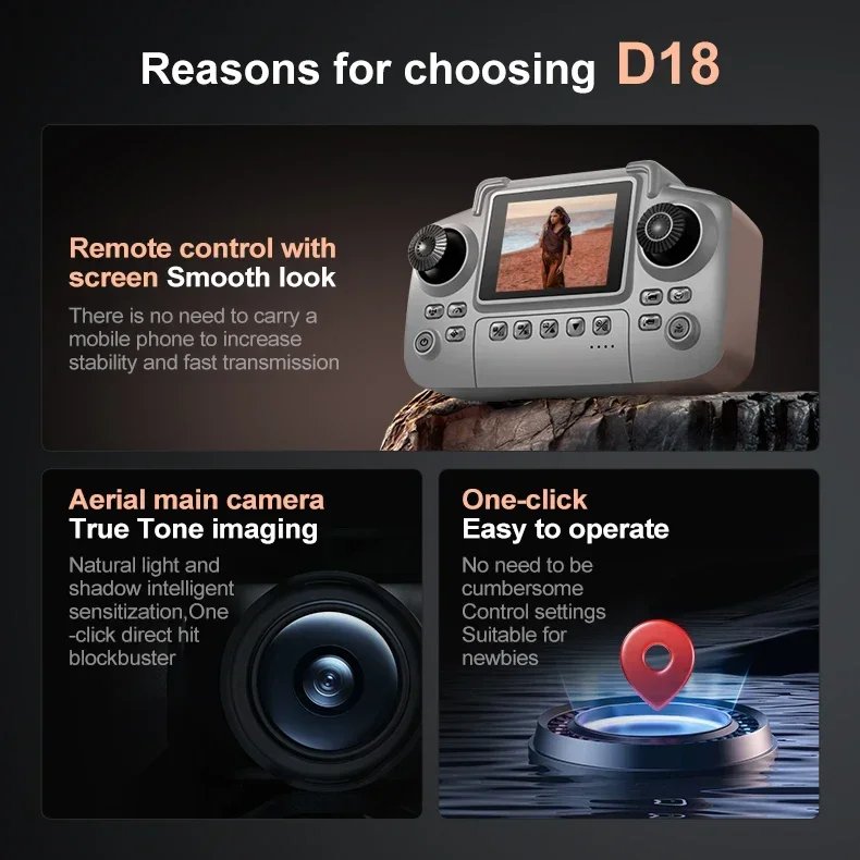 Lenovo D18 Drone 8K Antenna HD Doppia Fotocamera Intelligente Evitamento Ostacoli Brushless Potenza 5G WIFI Schermo di Controllo Remoto GPS Drone
