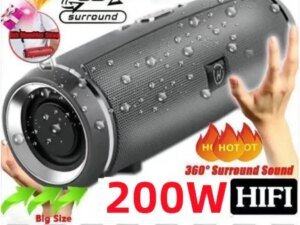Altoparlante Bluetooth portatile da 200 W IPX7 Altoparlante da esterno impermeabile HIFI Pillar Subwoofer Altoparlante stereo Radio FM TF Boom Box