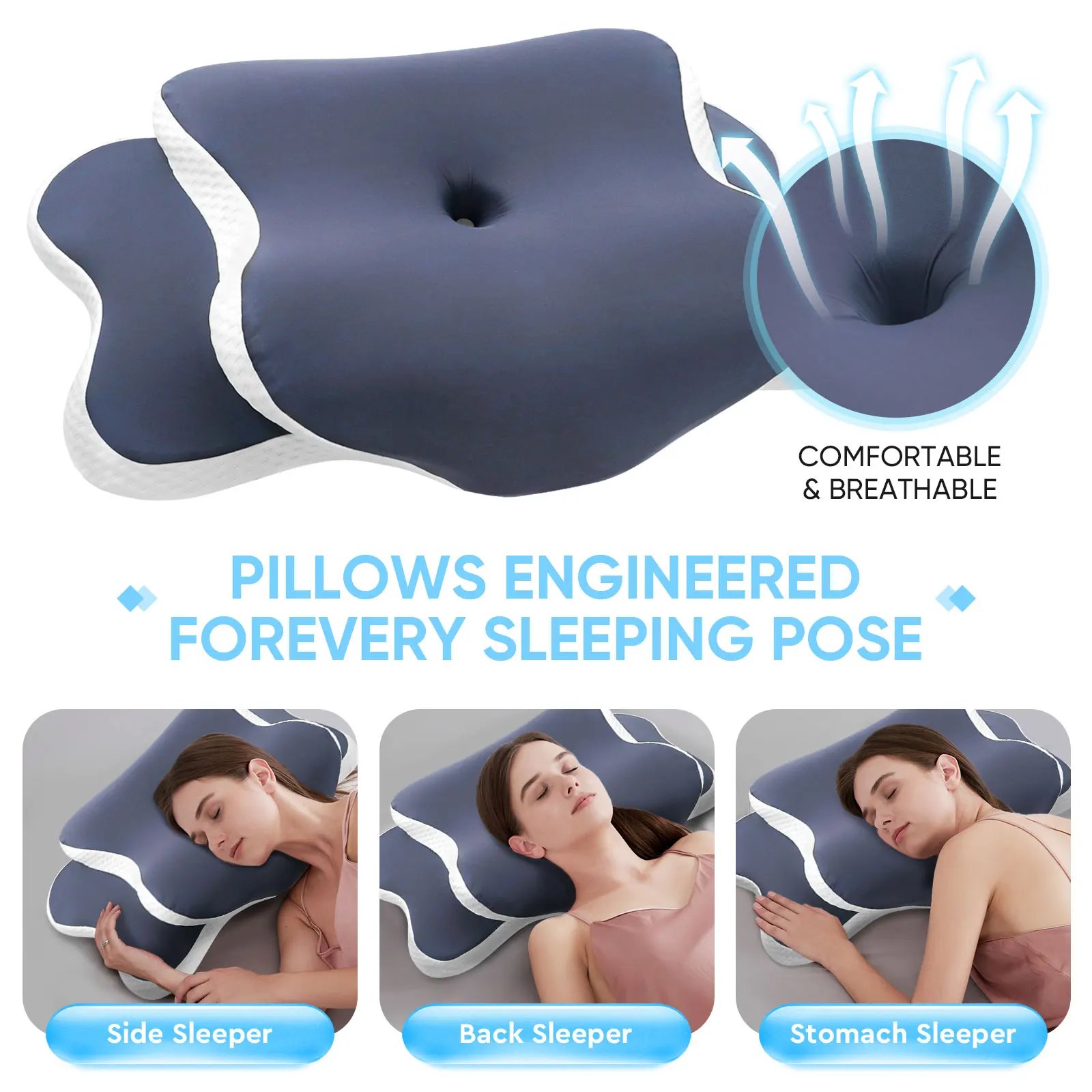 Cuscino in memory foam Cuscino cervicale Sollievo dal dolore al collo Contorno Supporto ortopedico ergonomico per il collo per regalo per il sonno dello stomaco laterale della schiena Cuscino in memory foam Cuscino cervicale Sollievo dal dolore al collo Contorno Supporto ortopedico ergonomico per il collo per regalo per il sonno dello stomaco laterale della schiena