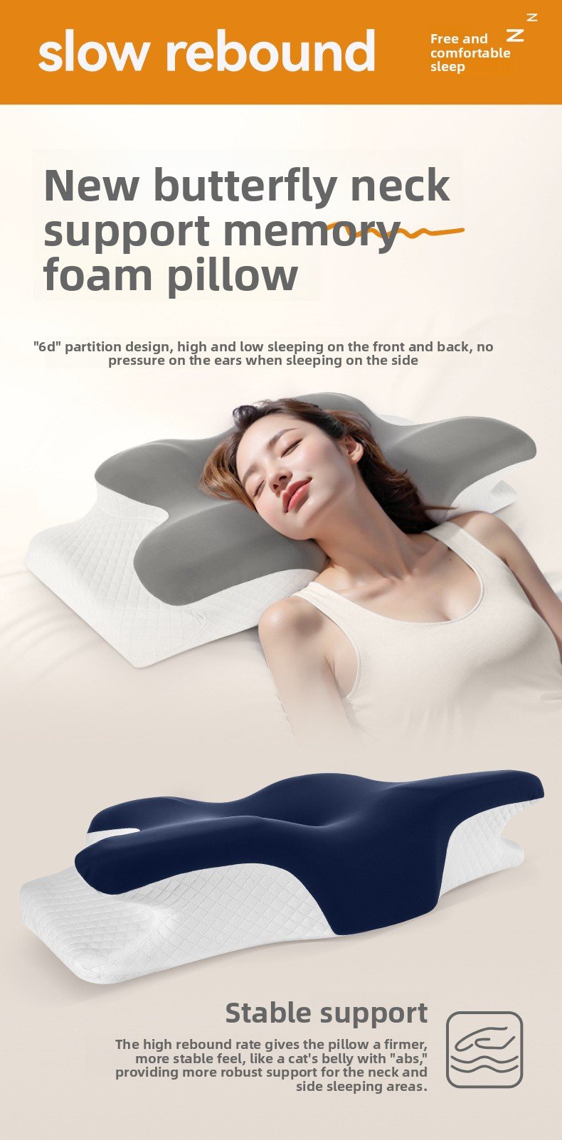 Cuscino cervicale in memory foam per alleviare il dolore al collo Supporto ergonomico ortopedico per il collo Lato della schiena Dormire per lo stomaco Regalo ideale