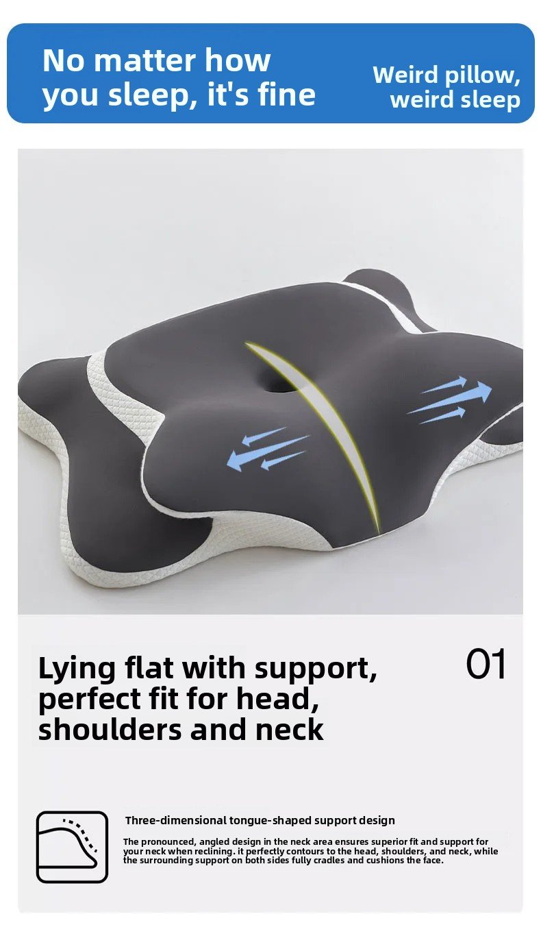 Cuscino cervicale in memory foam per alleviare il dolore al collo Supporto ergonomico ortopedico per il collo Lato della schiena Dormire per lo stomaco Regalo ideale