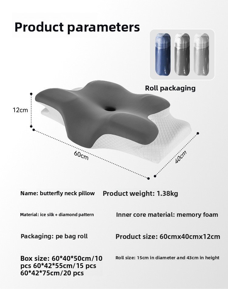 Cuscino cervicale in memory foam per alleviare il dolore al collo Supporto ergonomico ortopedico per il collo Lato della schiena Dormire per lo stomaco Regalo ideale