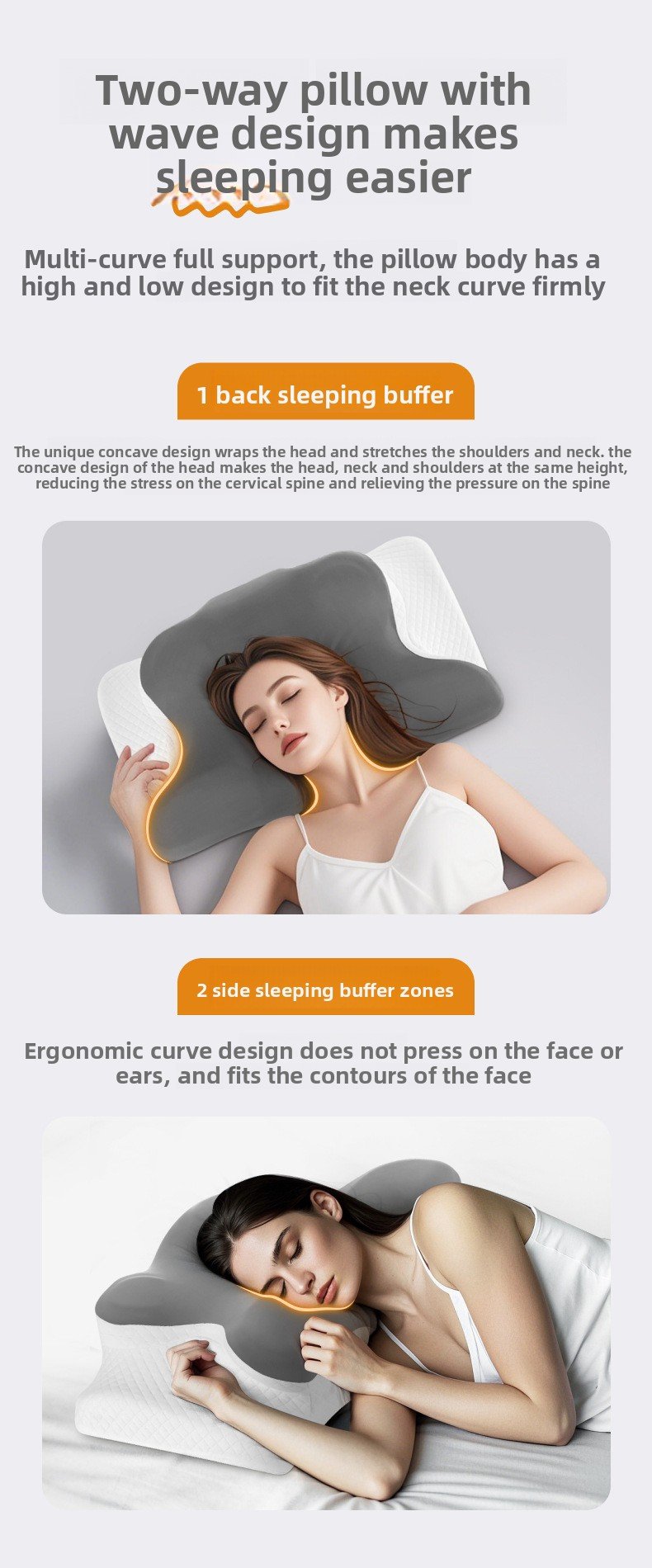 Cuscino cervicale in memory foam per alleviare il dolore al collo Supporto ergonomico ortopedico per il collo Lato della schiena Dormire per lo stomaco Regalo ideale