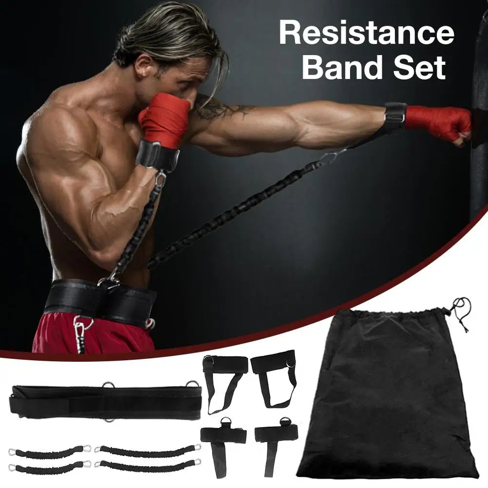 Set di fasce di resistenza per allenamento di boxe Fasce di resistenza per fitness Allenamento per rimbalzare le gambe in vita per esercizi di braccio Allenamento di boxe Muay