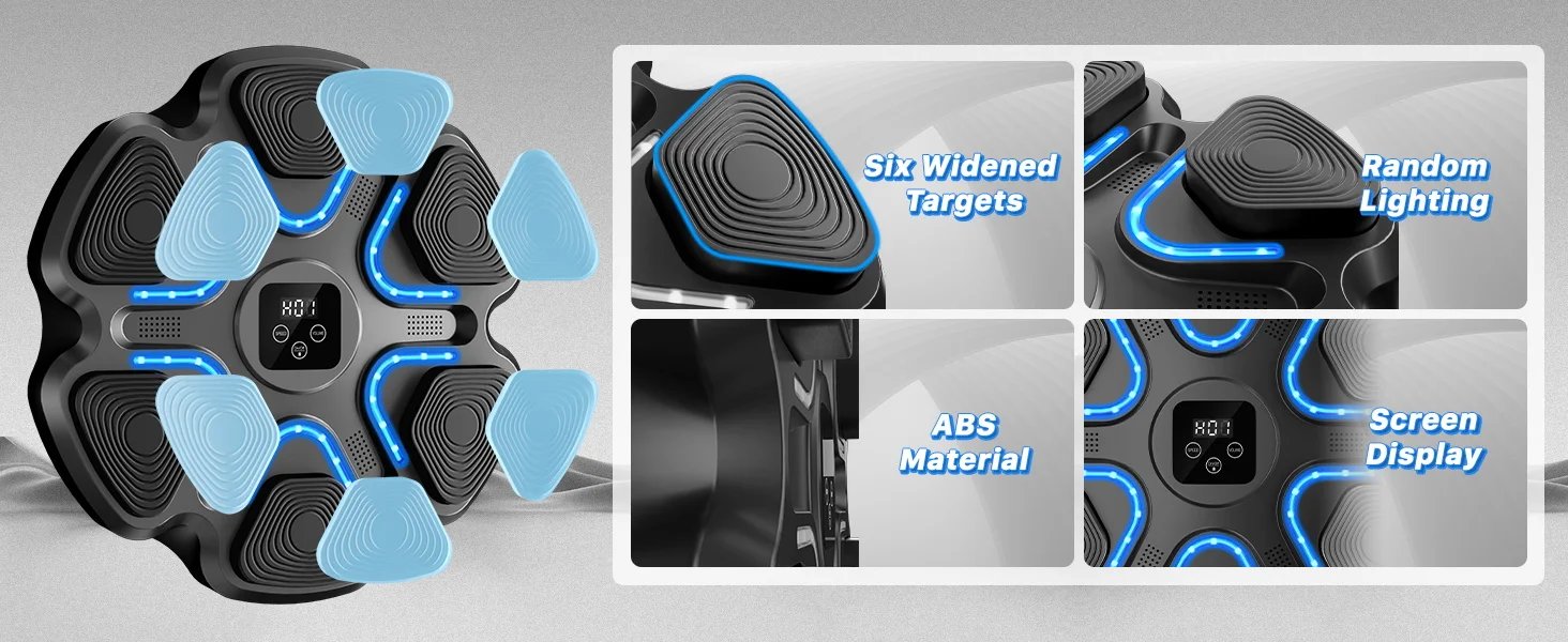 Macchina da boxe musicale per bambini e adulti, punzonatrice Bluetooth montata a parete con guantoni da boxe, boxe LED intelligente Macchina da boxe musicale per bambini e adulti, punzonatrice Bluetooth montata a parete con guantoni da boxe, boxe LED intelligente