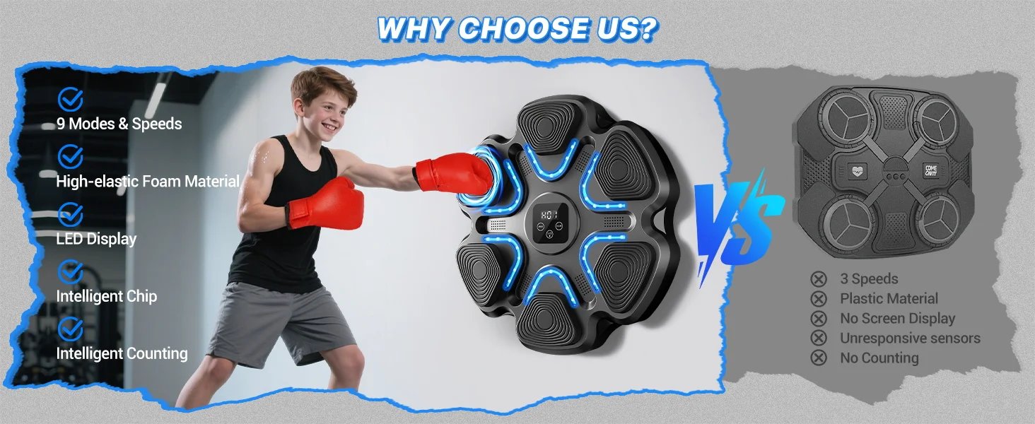 Macchina da boxe musicale per bambini e adulti, punzonatrice Bluetooth montata a parete con guantoni da boxe, boxe LED intelligente Macchina da boxe musicale per bambini e adulti, punzonatrice Bluetooth montata a parete con guantoni da boxe, boxe LED intelligente