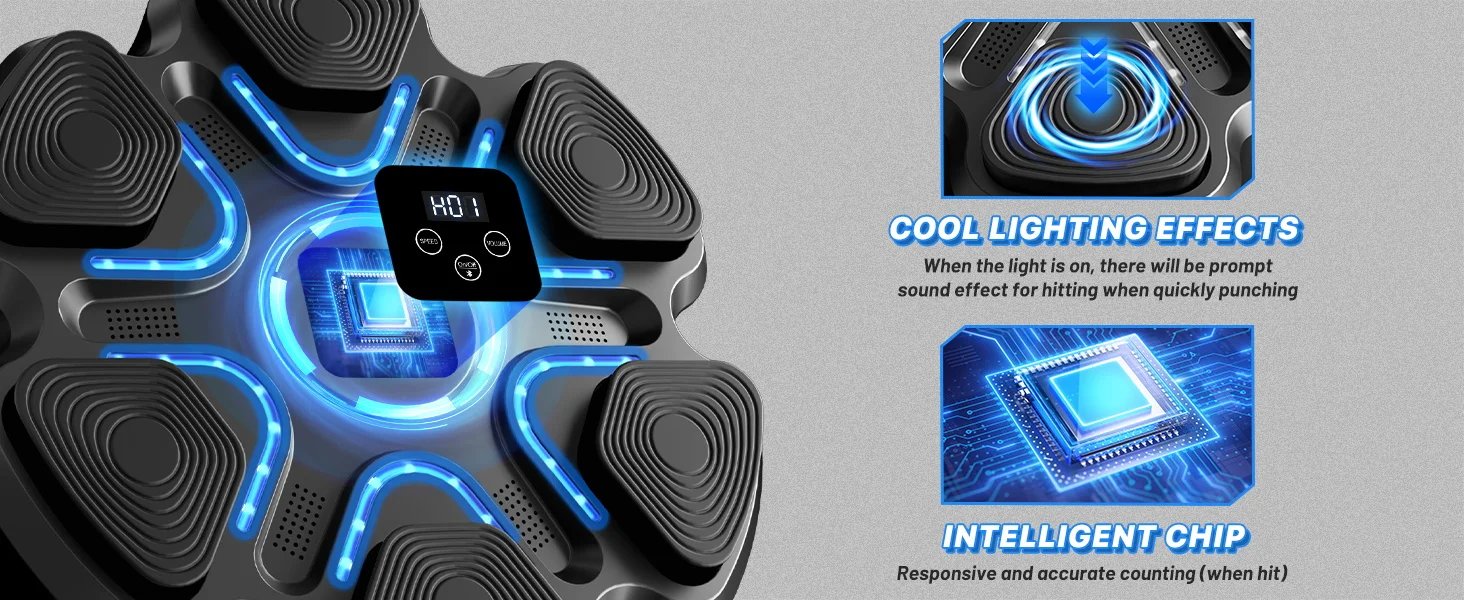 Macchina da boxe musicale per bambini e adulti, punzonatrice Bluetooth montata a parete con guantoni da boxe, boxe LED intelligente Macchina da boxe musicale per bambini e adulti, punzonatrice Bluetooth montata a parete con guantoni da boxe, boxe LED intelligente