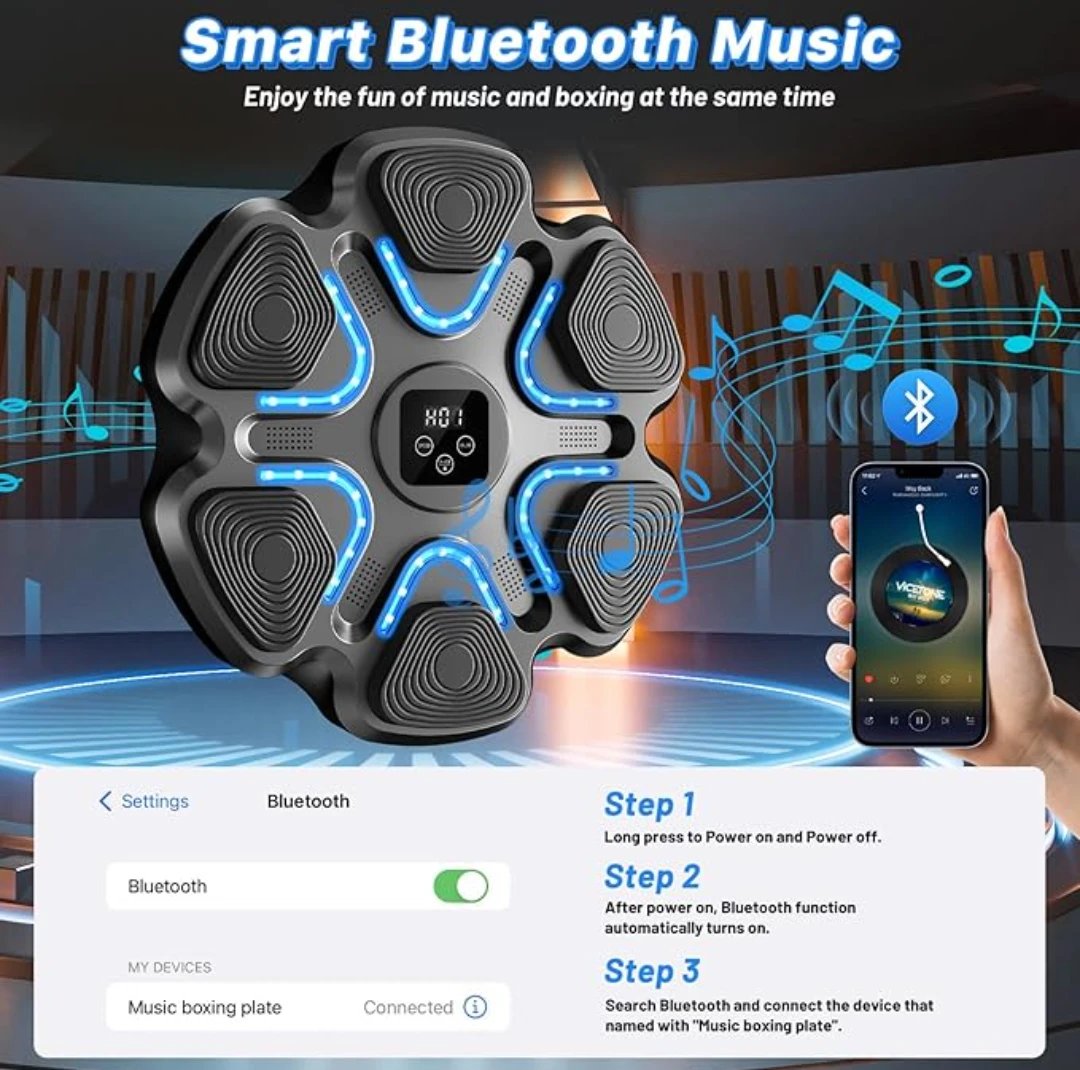 Macchina da boxe musicale per bambini e adulti, punzonatrice Bluetooth montata a parete con guantoni da boxe, boxe LED intelligente - immagine 2