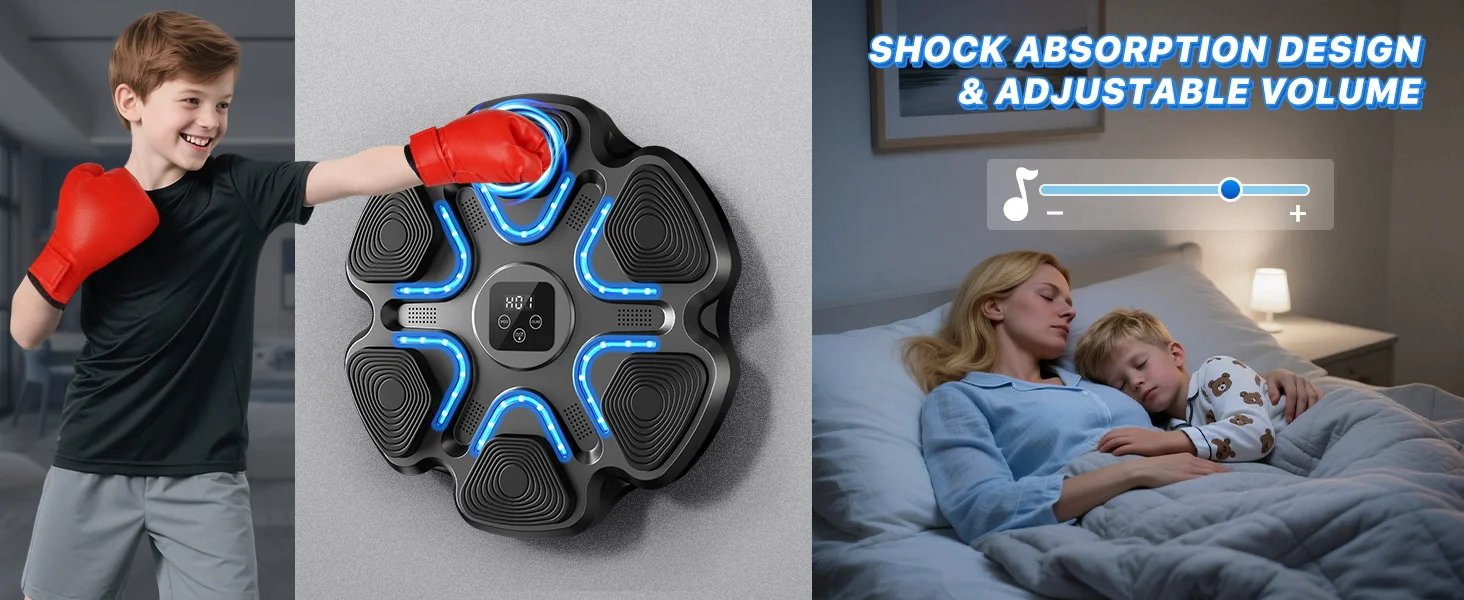 Macchina da boxe musicale per bambini e adulti, punzonatrice Bluetooth montata a parete con guantoni da boxe, boxe LED intelligente Macchina da boxe musicale per bambini e adulti, punzonatrice Bluetooth montata a parete con guantoni da boxe, boxe LED intelligente
