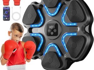 Macchina da boxe musicale per bambini e adulti, punzonatrice Bluetooth montata a parete con guantoni da boxe, boxe LED intelligente