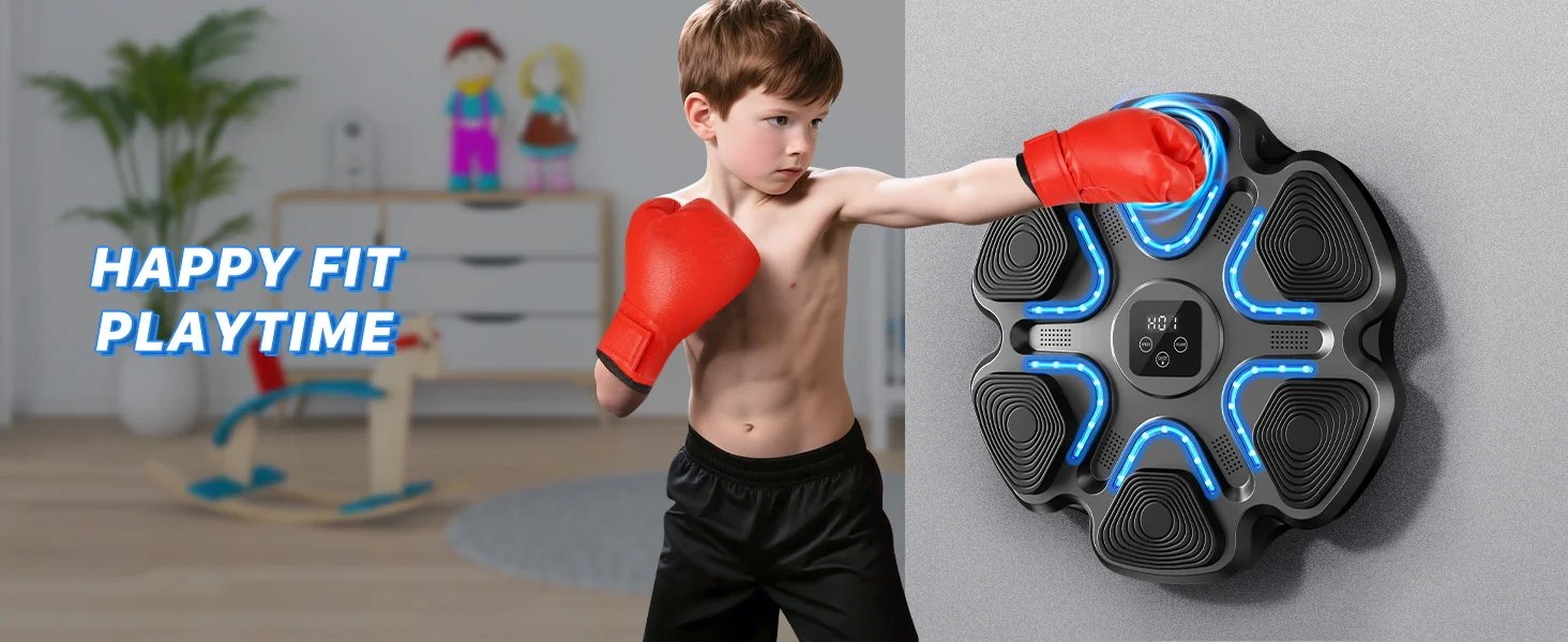 Macchina da boxe musicale per bambini e adulti, punzonatrice Bluetooth montata a parete con guantoni da boxe, boxe LED intelligente Macchina da boxe musicale per bambini e adulti, punzonatrice Bluetooth montata a parete con guantoni da boxe, boxe LED intelligente