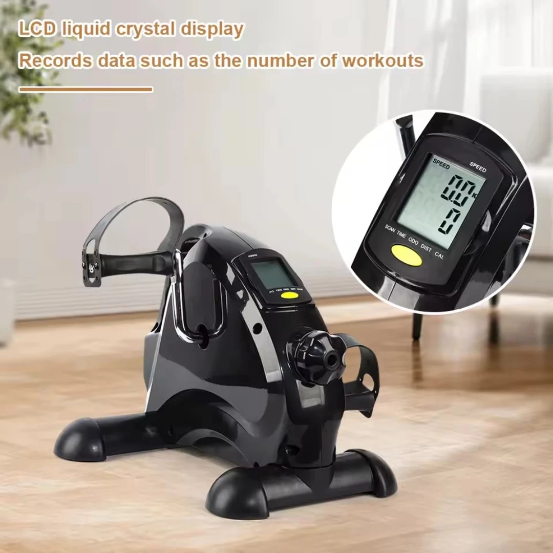 Mini cyclette per braccia e gambe, macchina per esercizi con pedale regolabile, display LCD, trainer per pedali portatile per l'home office - immagine 2